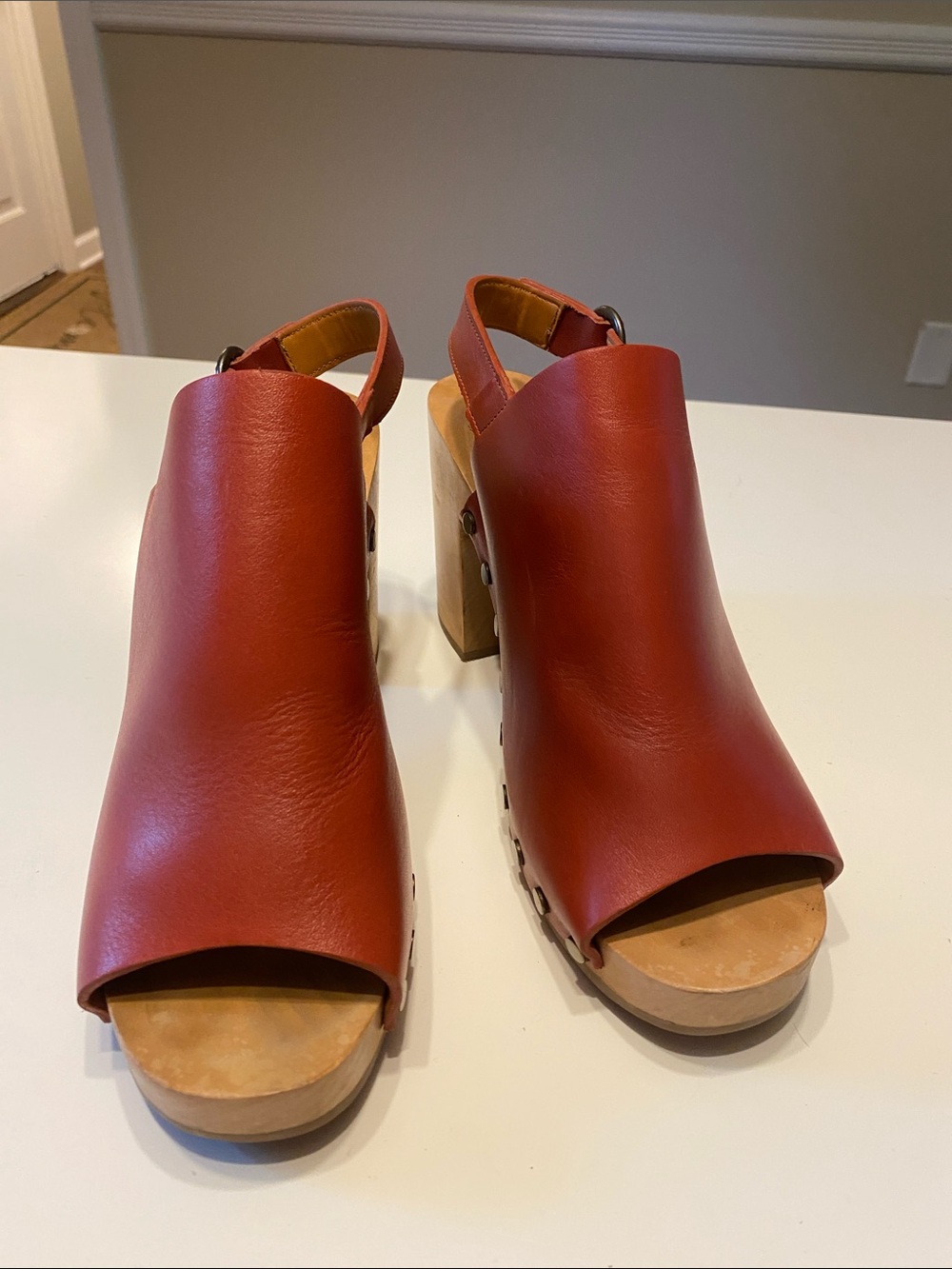 NEW Sezane Dakota High Clogs Terracotta Leather Size 39 (US 8) - Picture 3 of 9
